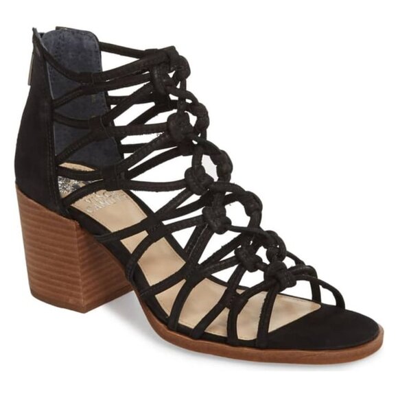 𝅺VINCE Camuto BNWT Sandals Black "Karika" Leather - Picture 1 of 8
